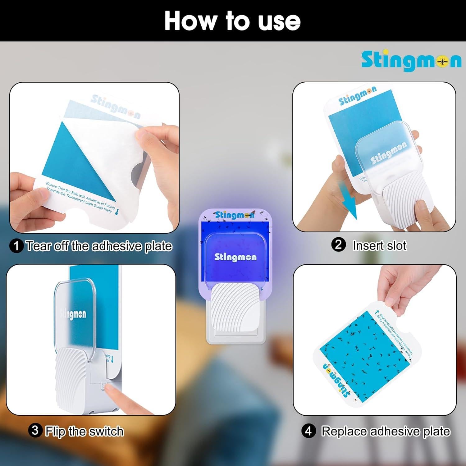 Trampa de Insectos Voladores Stingmon con Luz UV y 6 Recargas