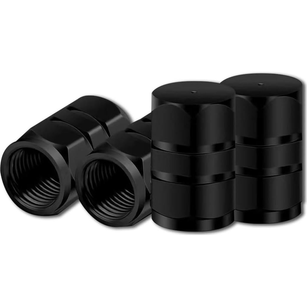 12 Tapas de Válvula de Neumático Honibaoto - Aluminio Negro