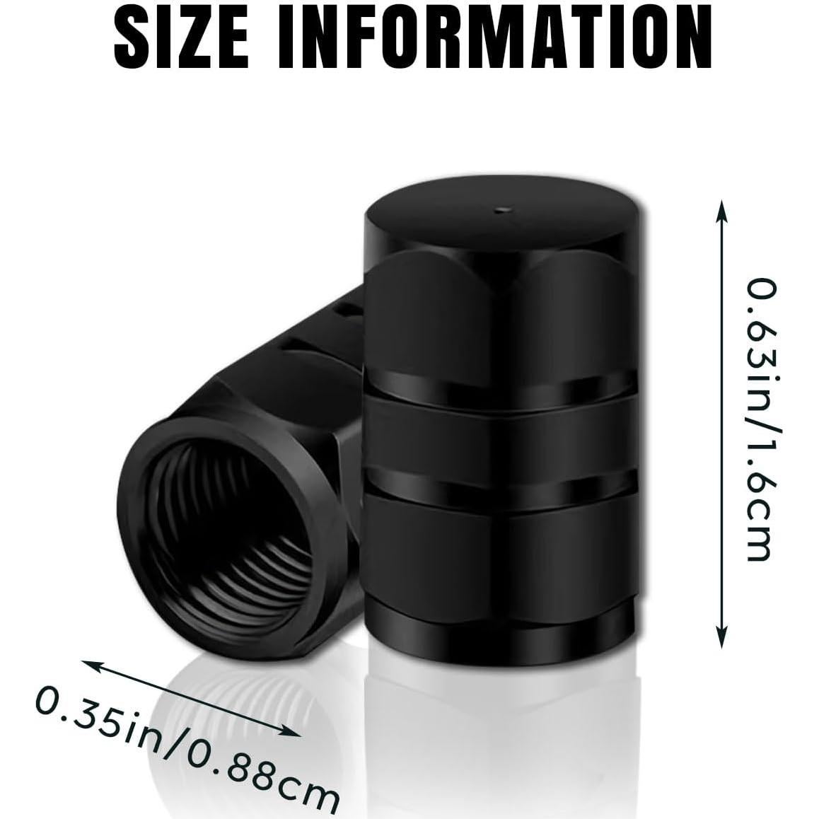 12 Tapas de Válvula de Neumático Honibaoto - Aluminio Negro