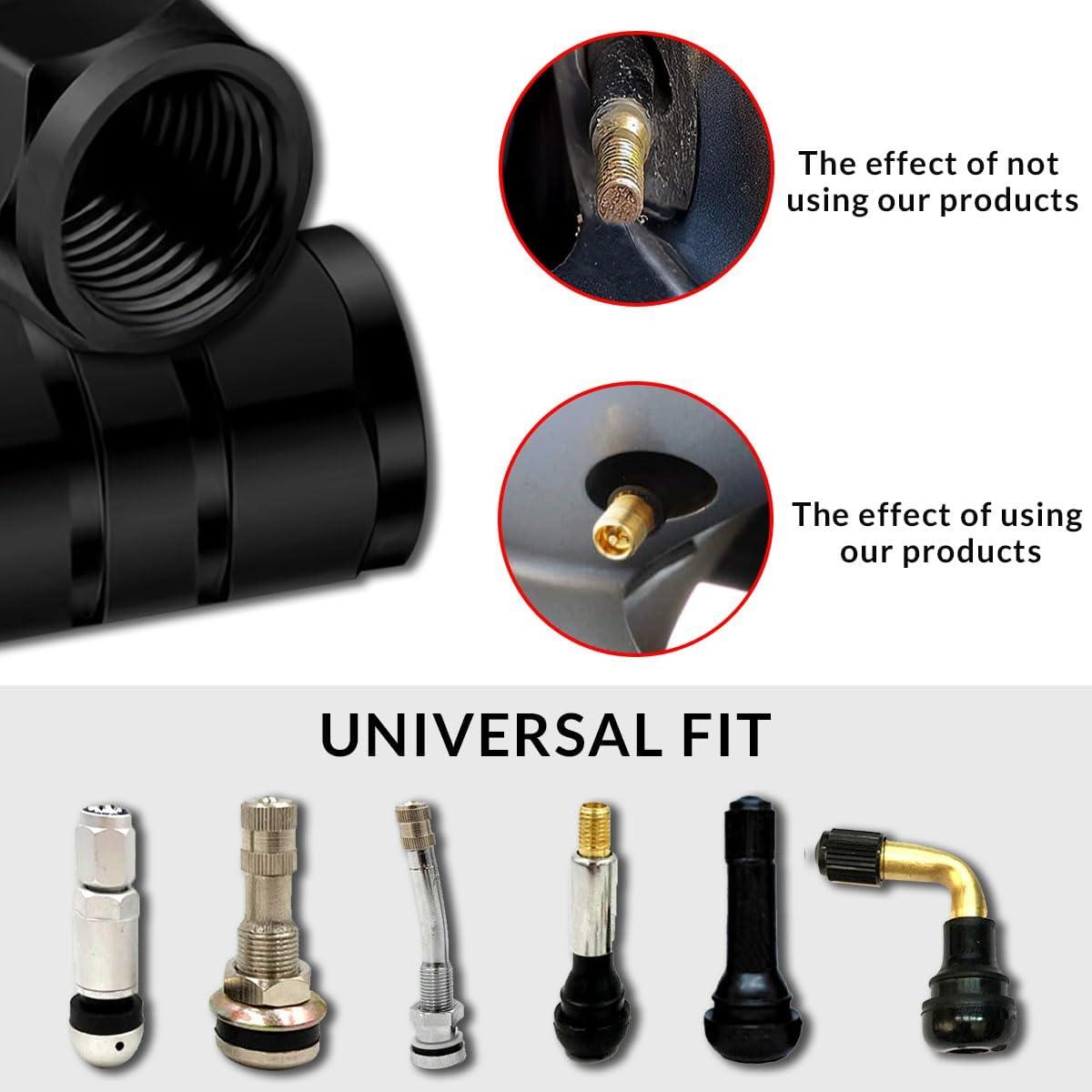 12 Tapas de Válvula de Neumático Honibaoto - Aluminio Negro