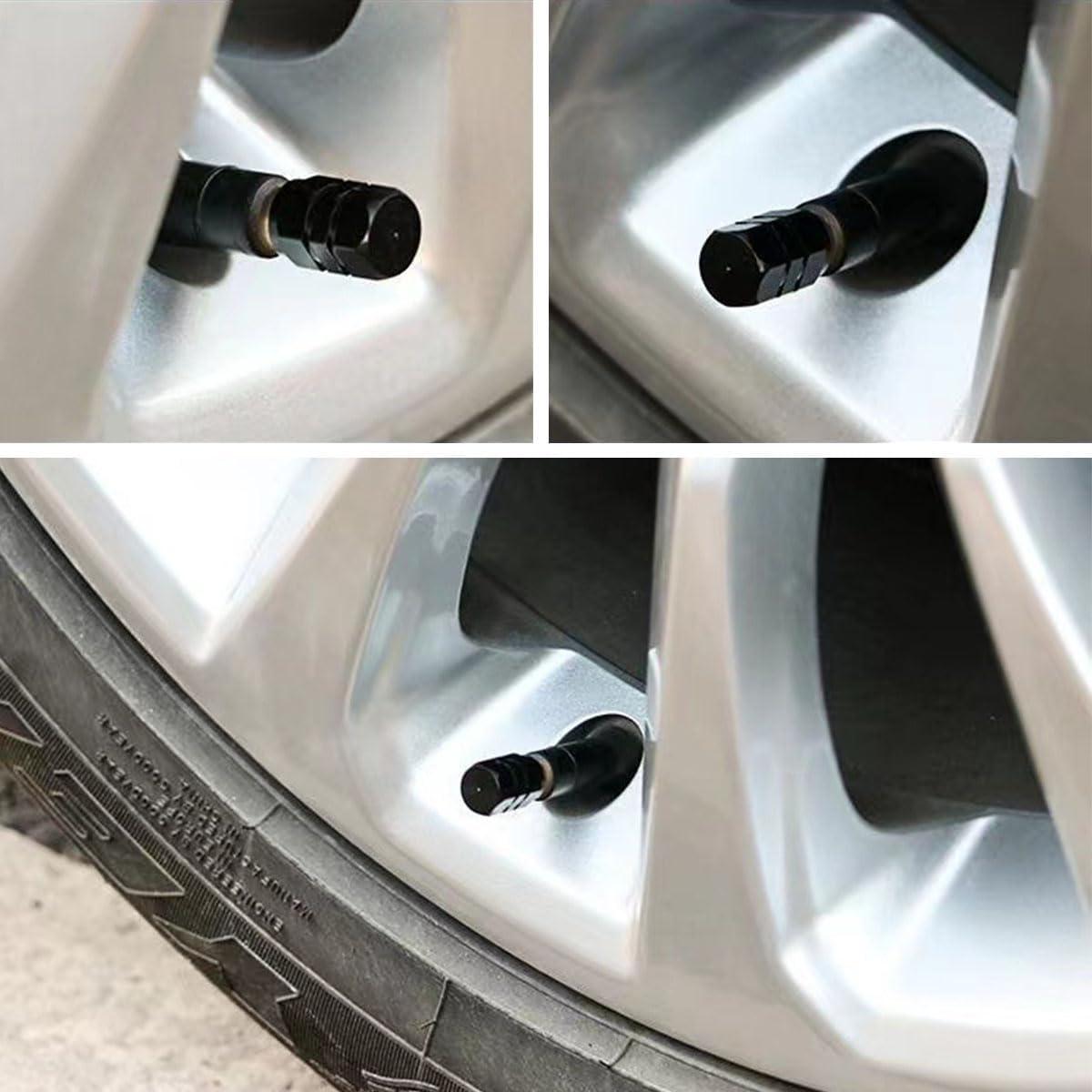 12 Tapas de Válvula de Neumático Honibaoto - Aluminio Negro