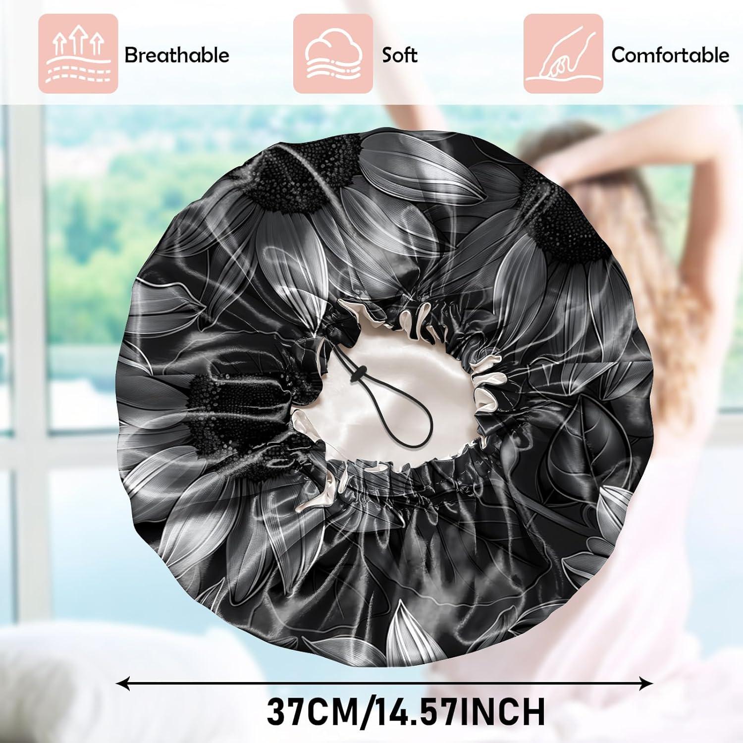 Gorro de Ducha de Satén Cabreche Ajustable Impermeable Negro