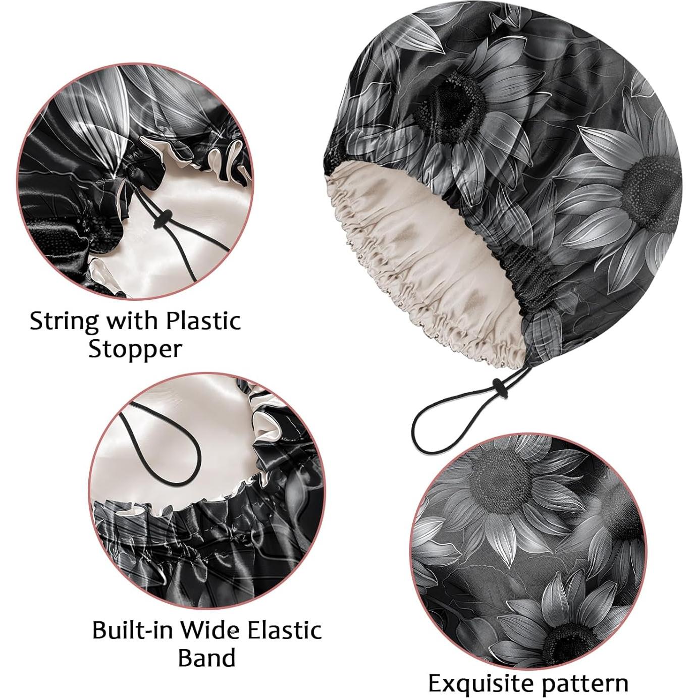 Gorro de Ducha de Satén Cabreche Ajustable Impermeable Negro