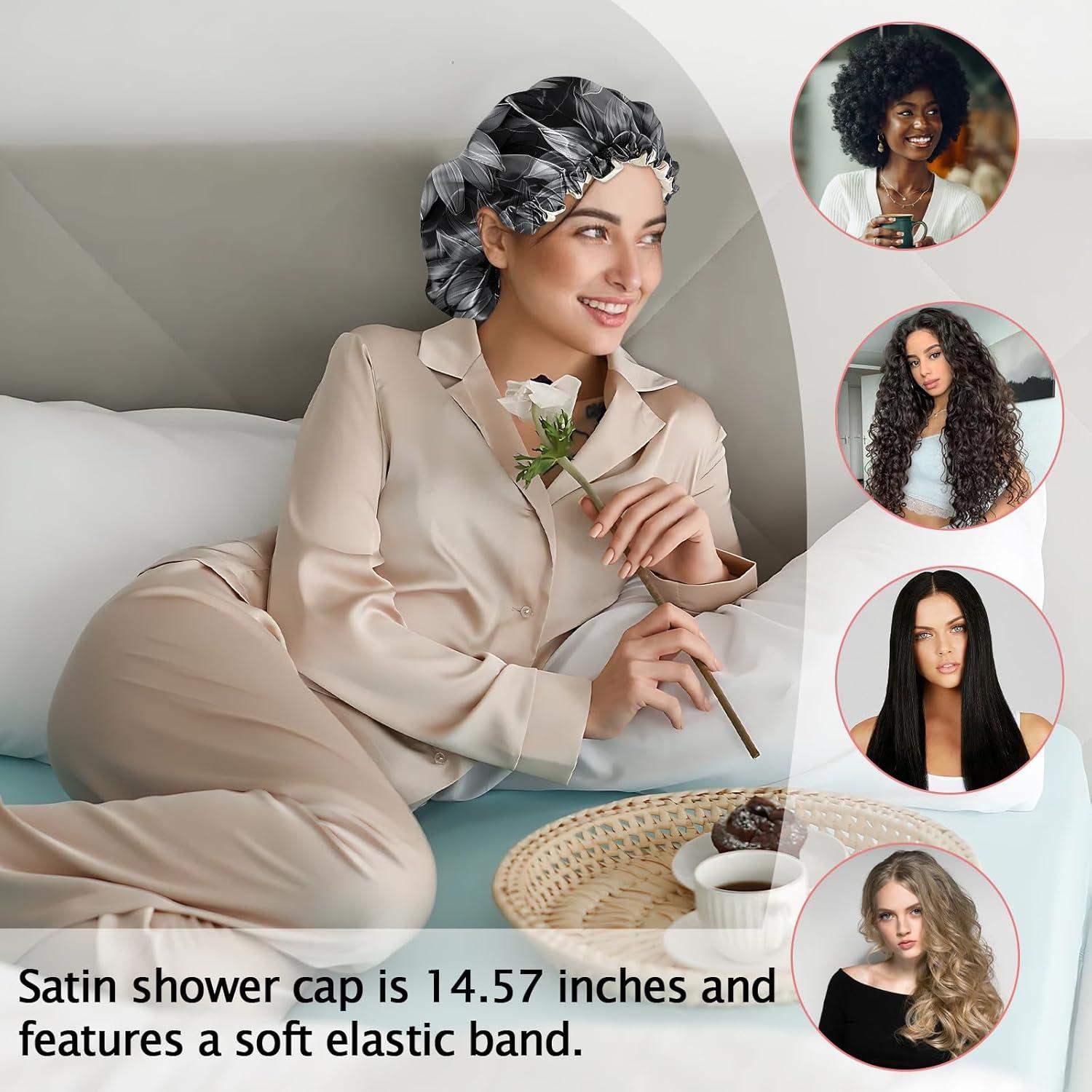 Gorro de Ducha de Satén Cabreche Ajustable Impermeable Negro