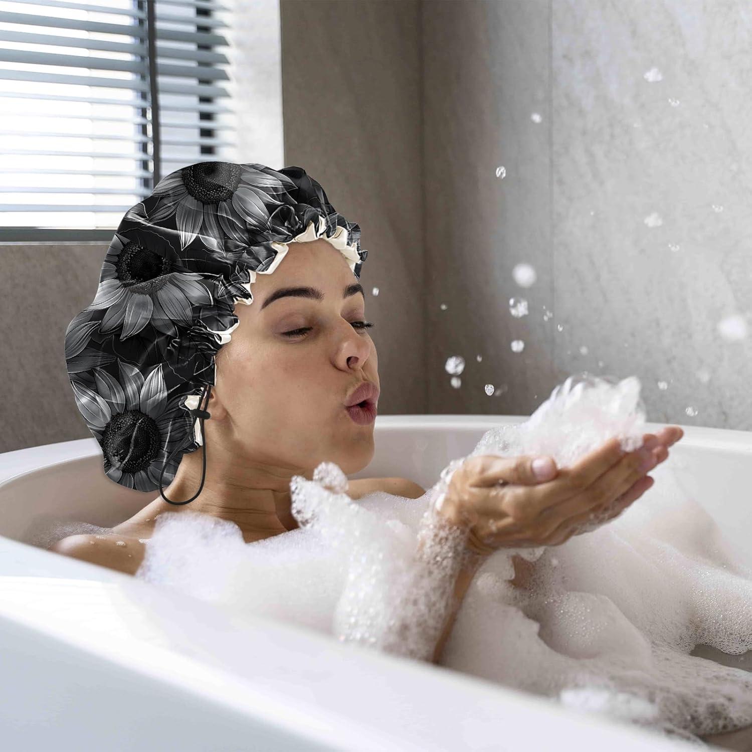 Gorro de Ducha de Satén Cabreche Ajustable Impermeable Negro