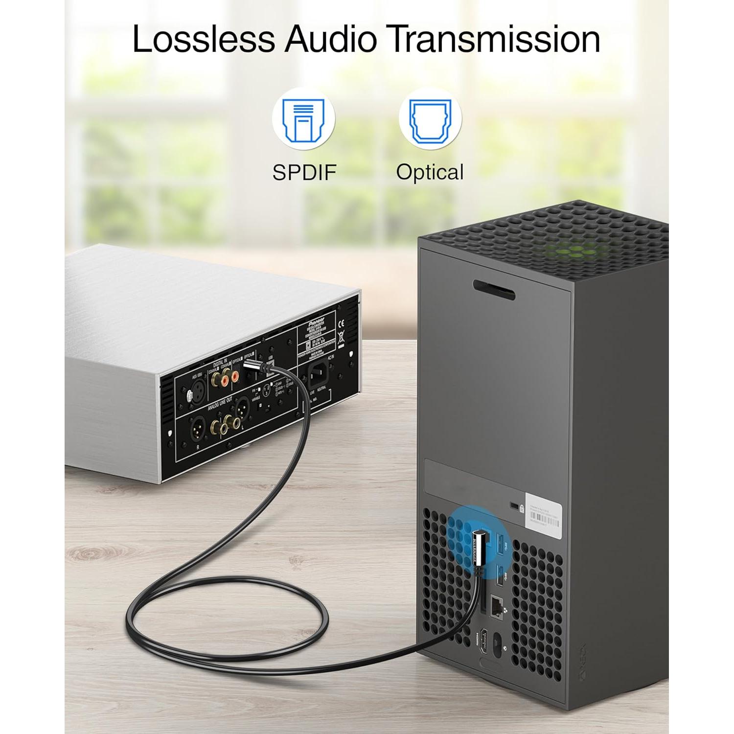 Cable de Audio Óptico Toslink BlueRigger 90° 1m - Fibra Óptica