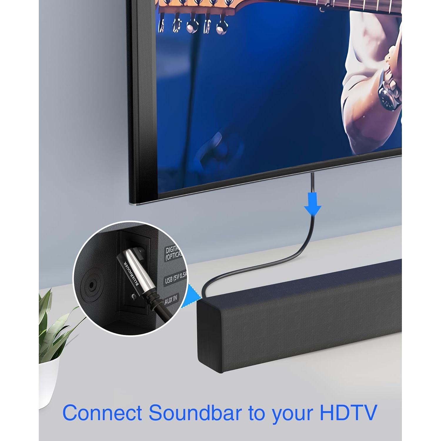 Cable de Audio Óptico Toslink BlueRigger 90° 1m - Fibra Óptica