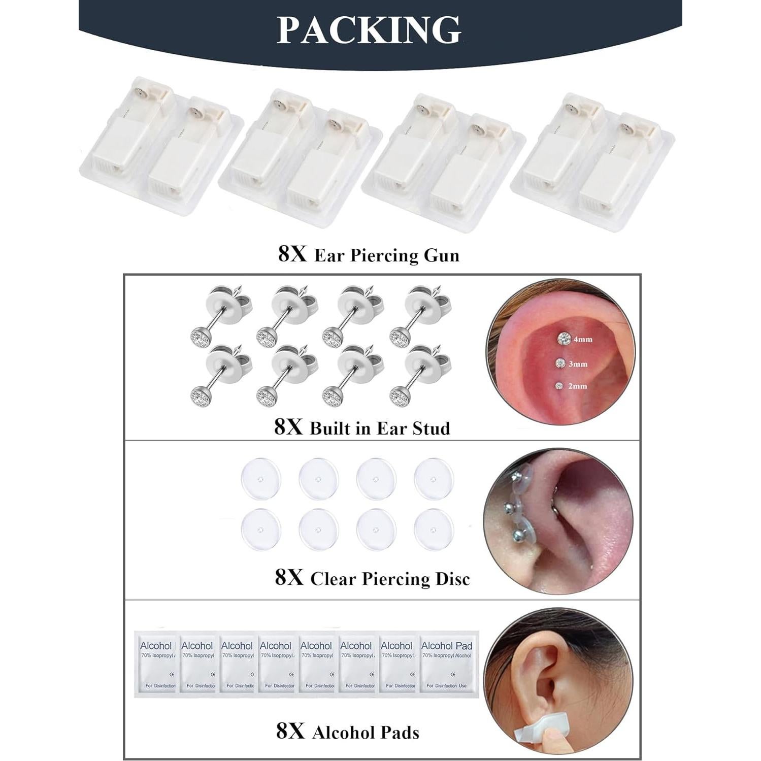 Kit de Perforación de Orejas Orglace - 32 Piezas, Acero Inoxidable