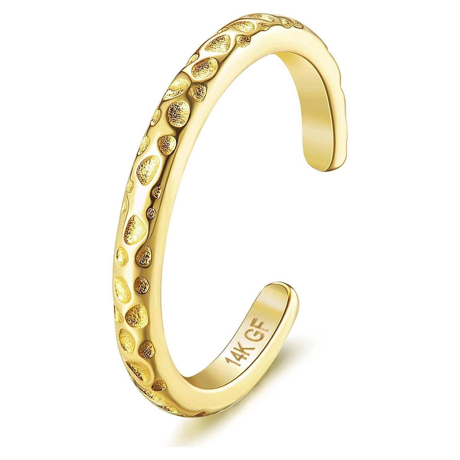 Anillo Ajustable de Oro Lleno 14K HAIAISO para Mujeres 2mm