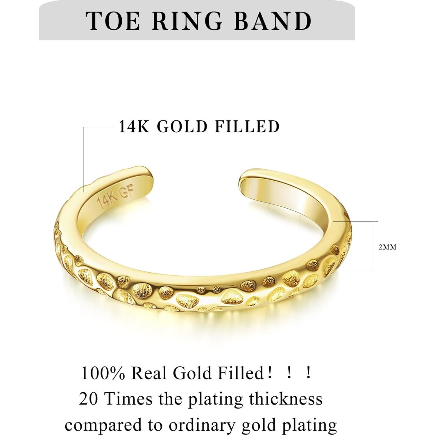 Anillo Ajustable de Oro Lleno 14K HAIAISO para Mujeres 2mm