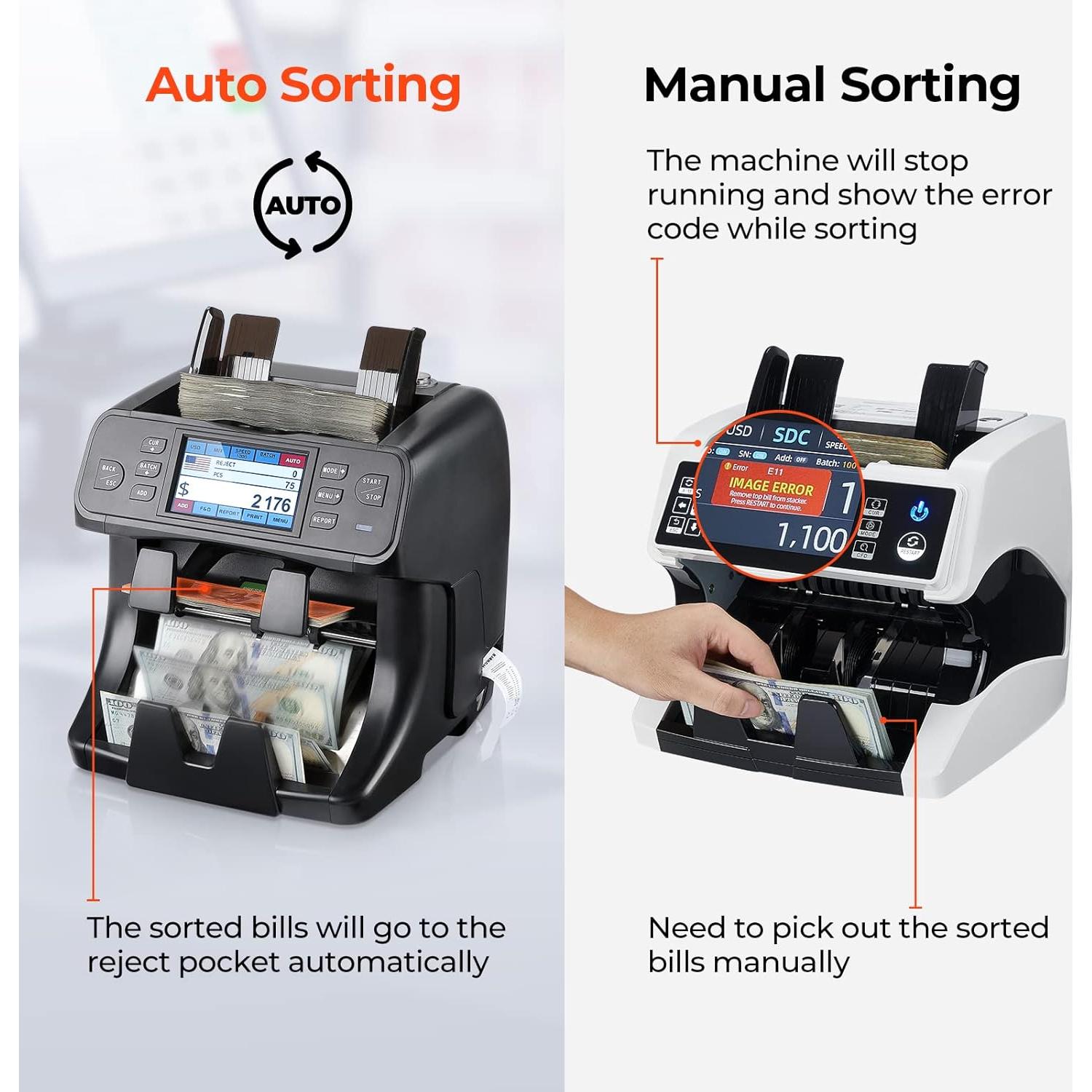 Contadora de Dinero MUNBYN IMC40 2 Bolsillos Pantalla Táctil