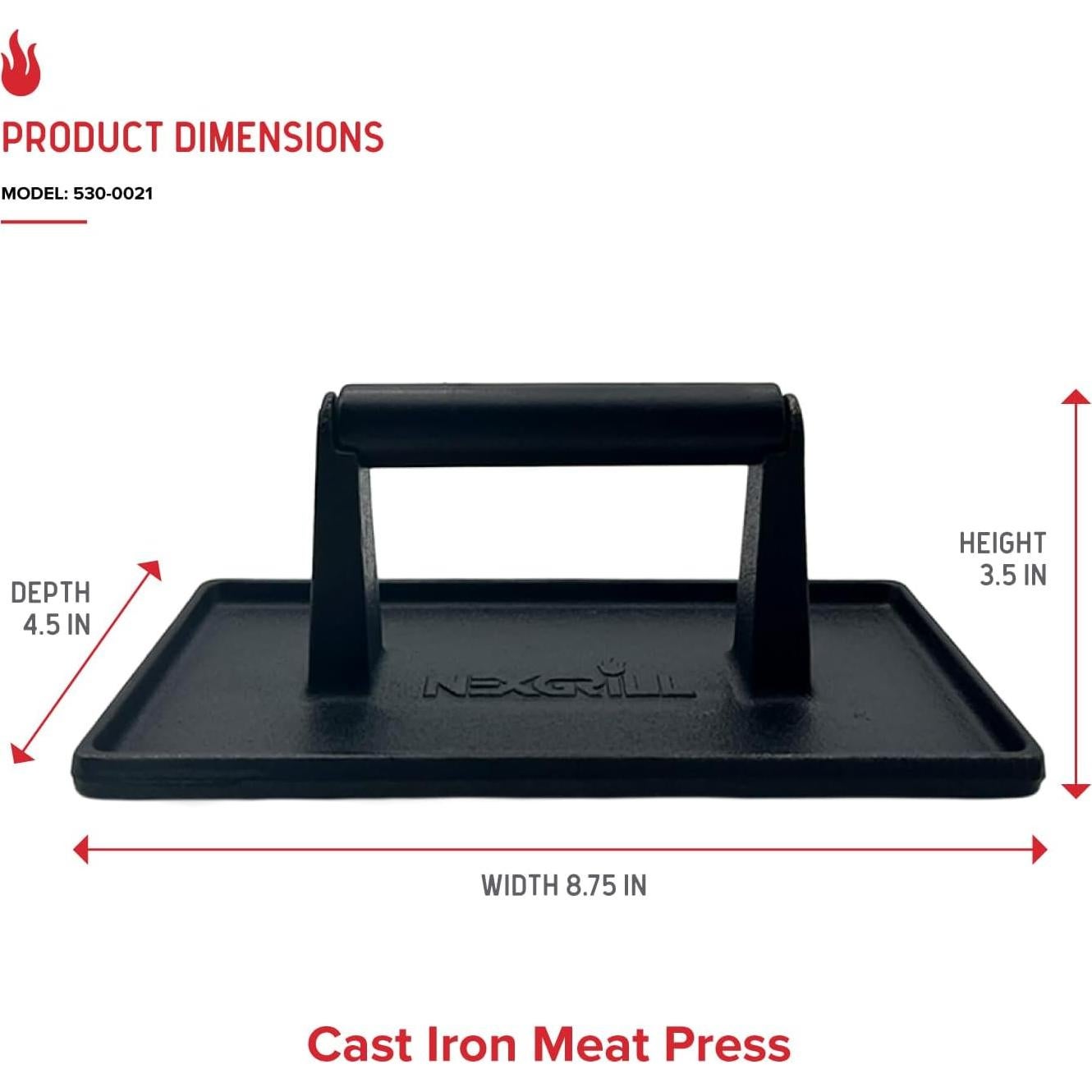 Prensa de Hamburguesas Nexgrill Hierro Fundido 22.23x11.43cm