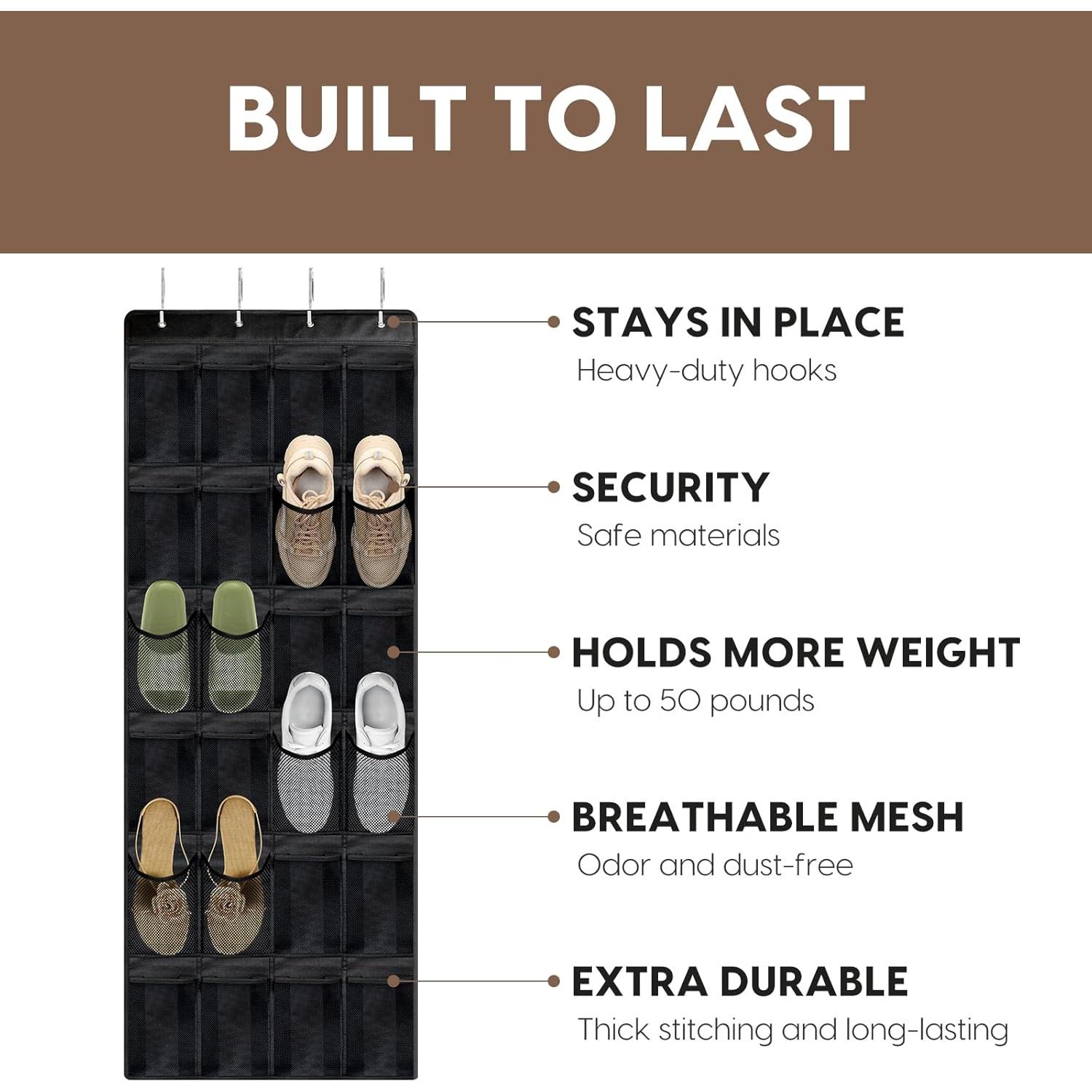 Organizador de Zapatos Colgante AetherLuxe Negro 24 Bolsillos