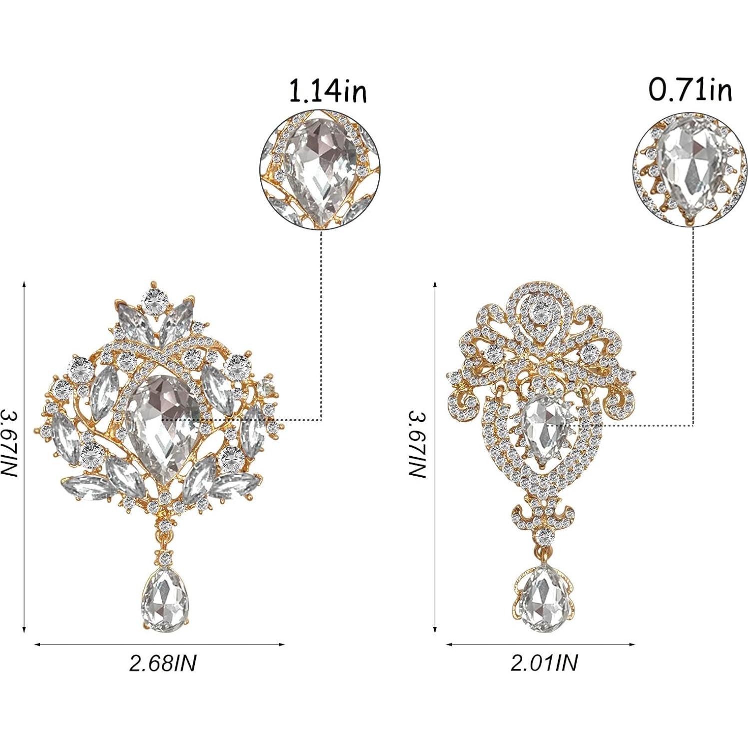 Kit de Broches de Rhinestone Yhsheen - 14 Piezas en Oro