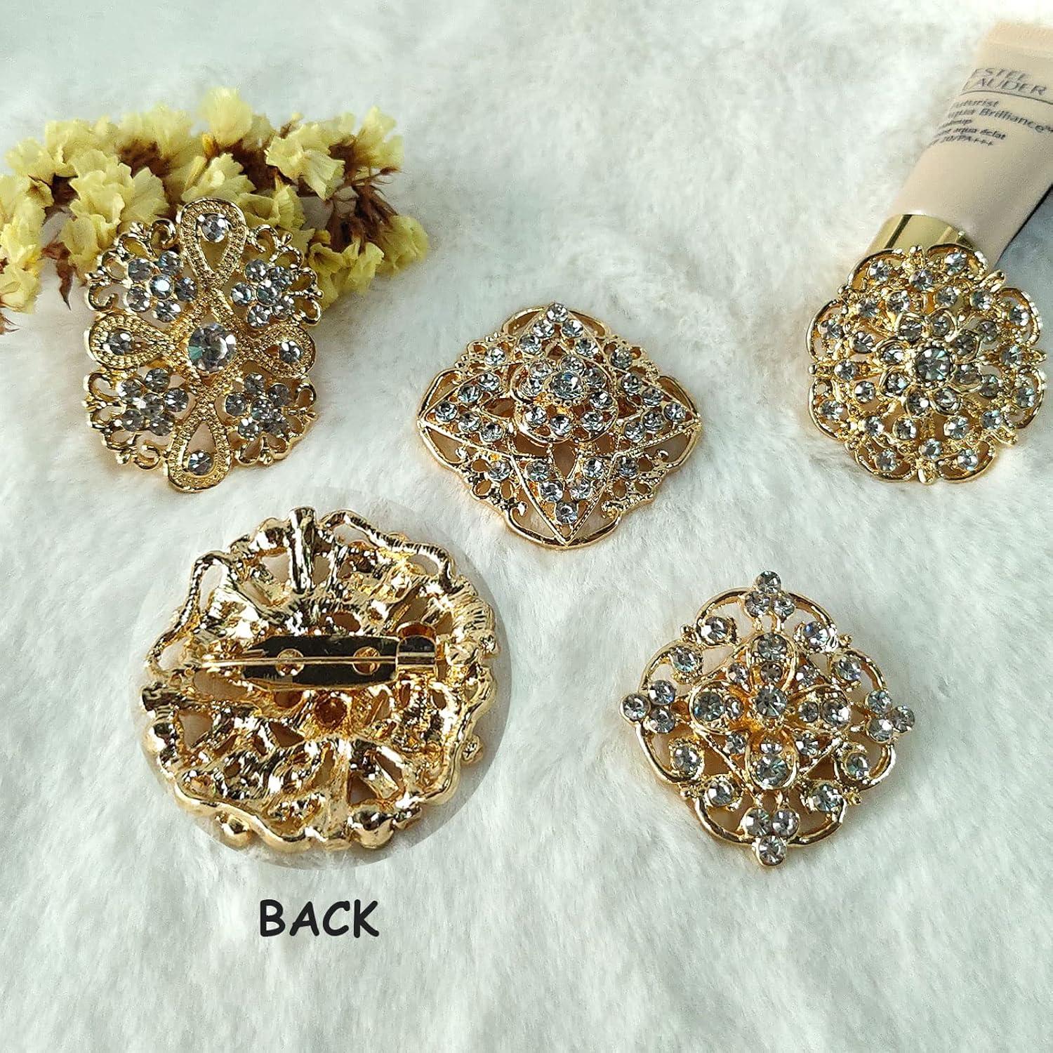 Kit de Broches de Rhinestone Yhsheen - 14 Piezas en Oro