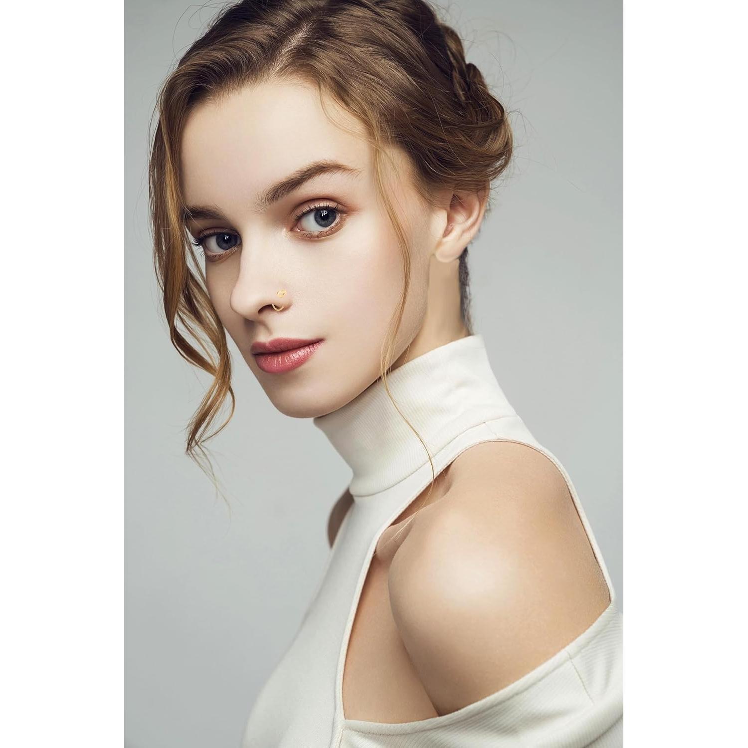 21 Anillos de Nariz 22G Vegolita Acero Inoxidable Hipoalergénico