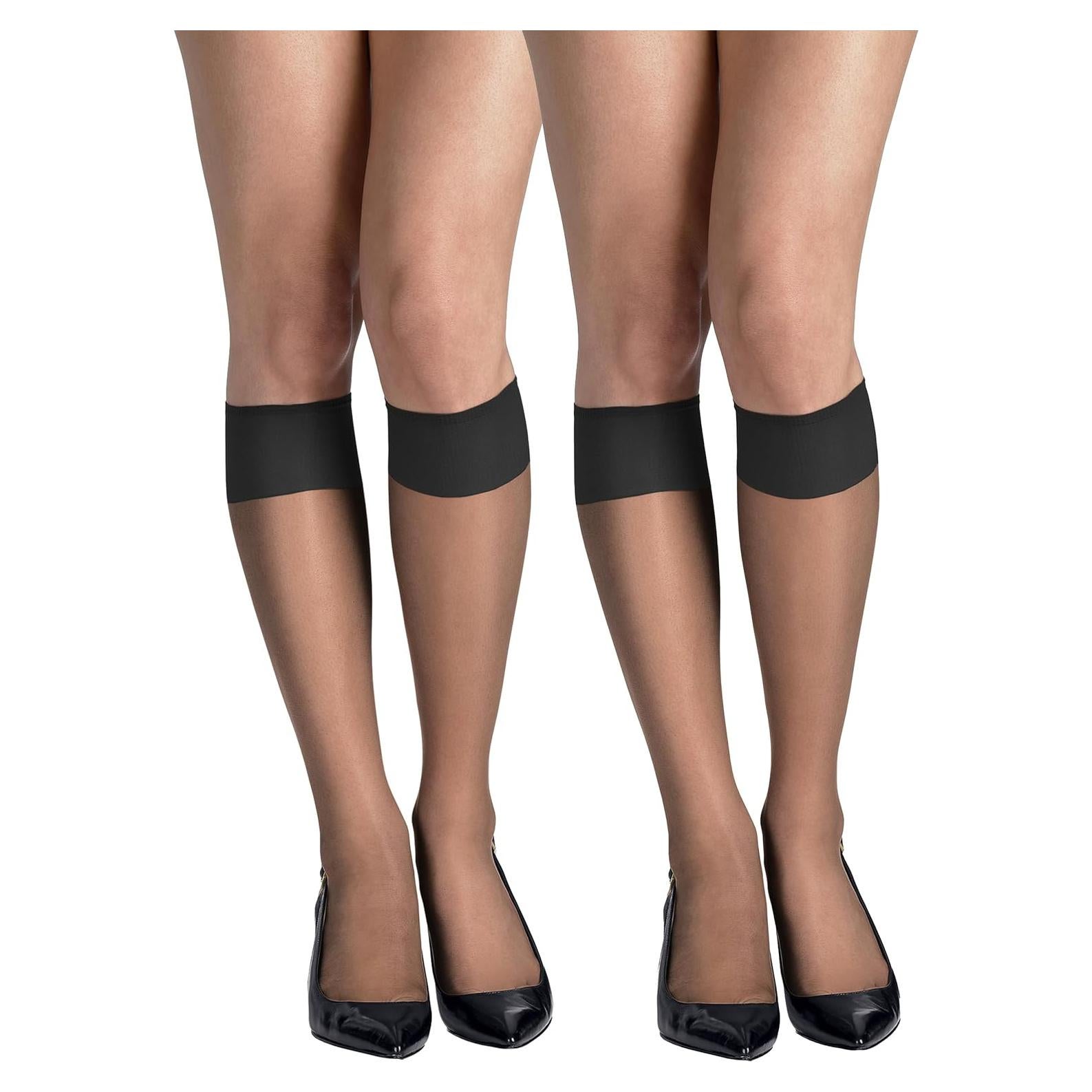 Medias de Rodilla Transparentes Hanes Silk Reflections - Negro