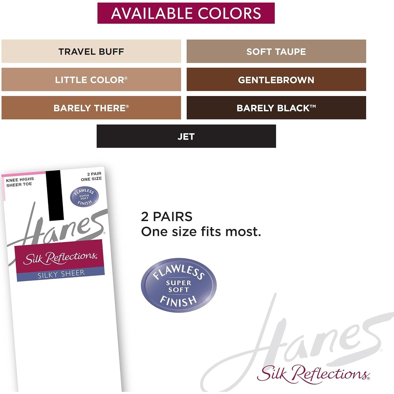 Medias de Rodilla Transparentes Hanes Silk Reflections - Negro