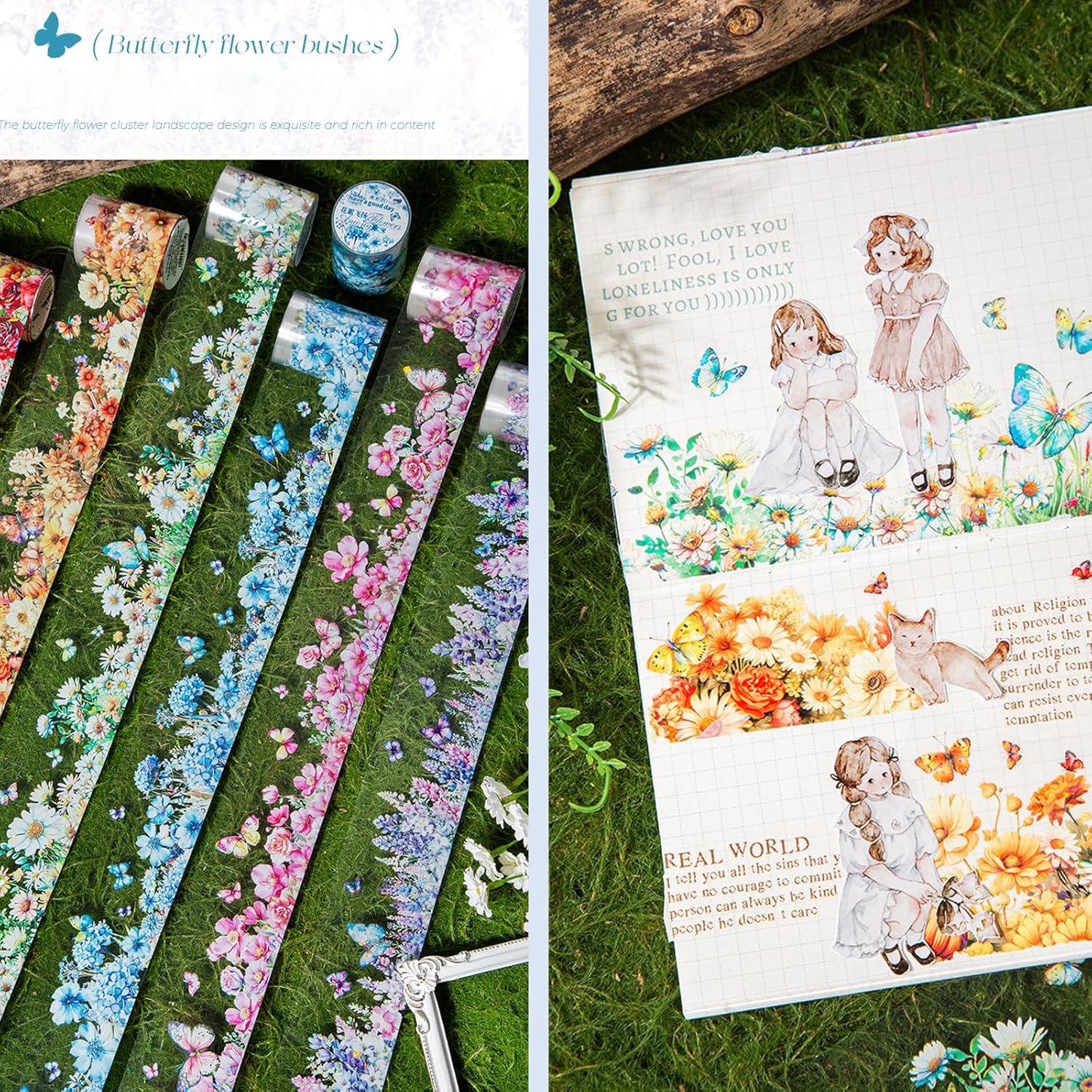 6 Rollos de Cinta Washi DAPUTOU 50mm Flores Transparentes