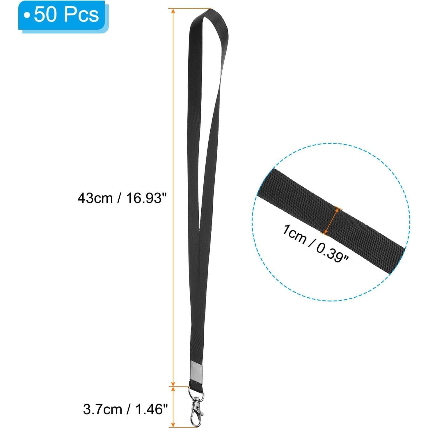 Cintas de Cuello PATIKIL 43 cm Negro Paquete de 50 Clips