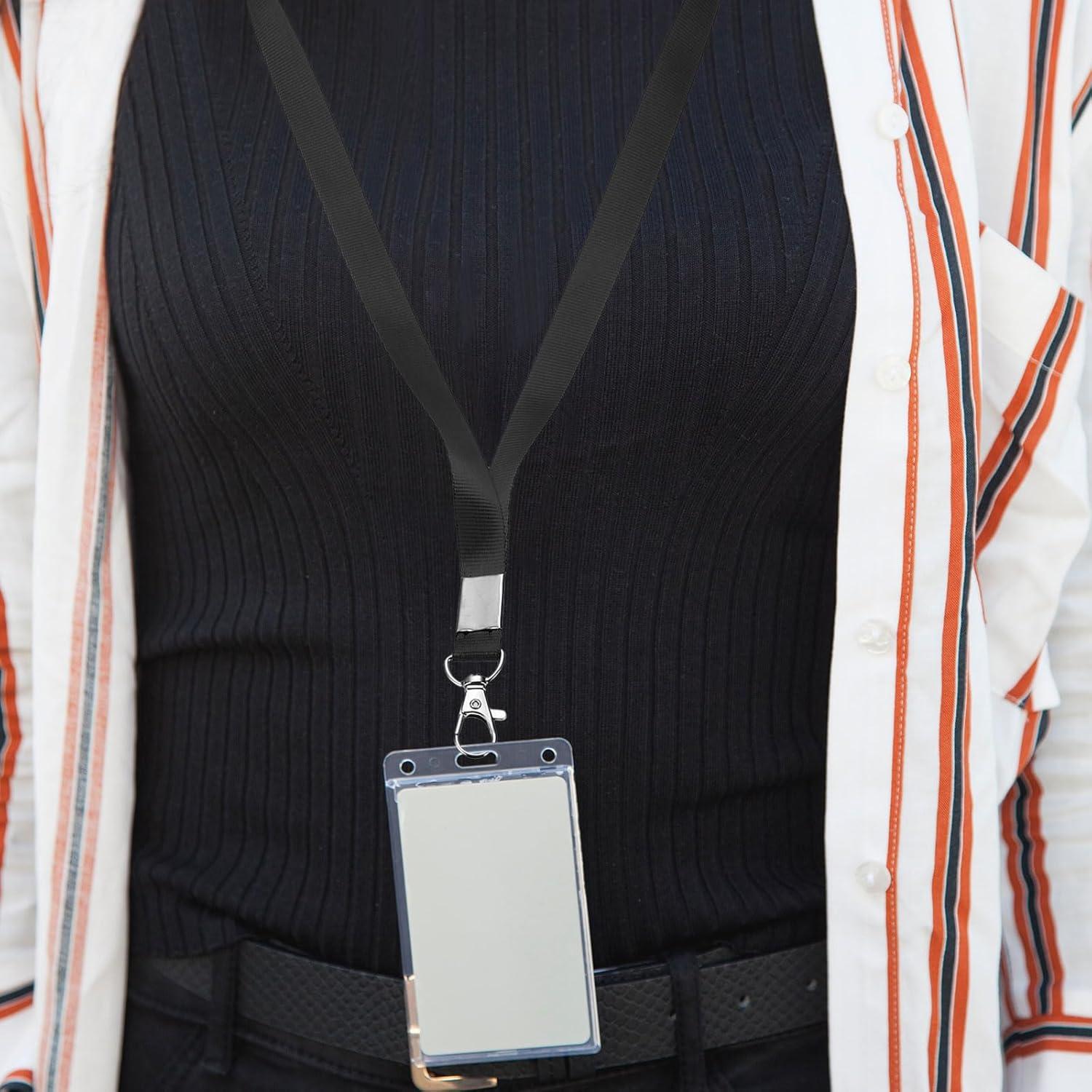 Cintas de Cuello PATIKIL 43 cm Negro Paquete de 50 Clips