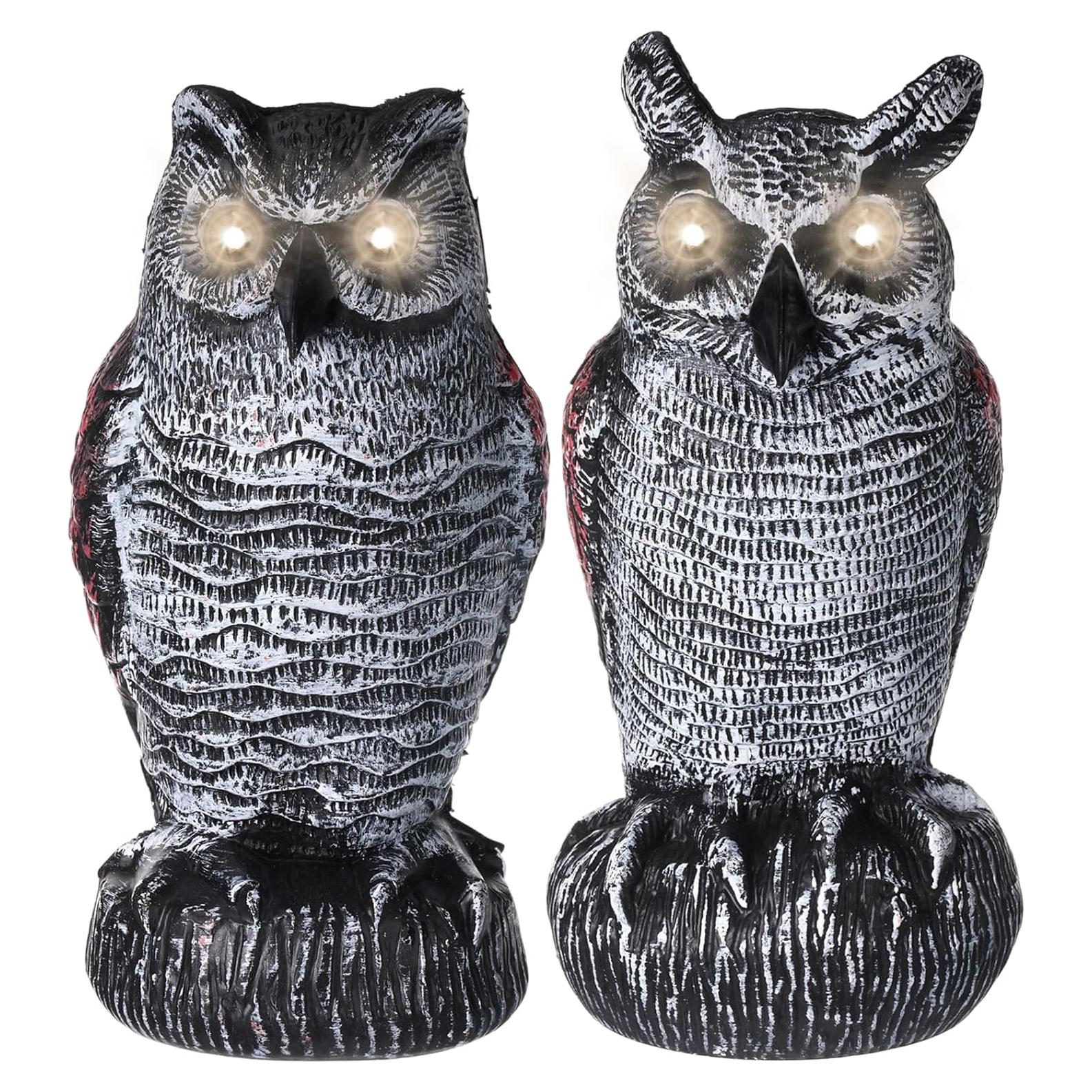 Disuasores de Aves Qualirey 2 Pcs Búho Falso con Luz LED