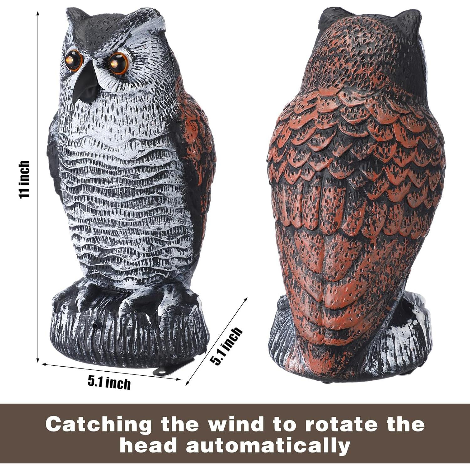 Disuasores de Aves Qualirey 2 Pcs Búho Falso con Luz LED