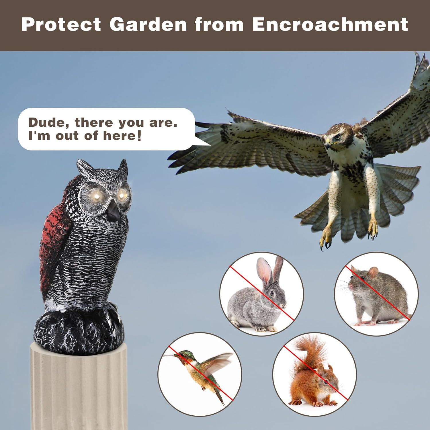 Disuasores de Aves Qualirey 2 Pcs Búho Falso con Luz LED