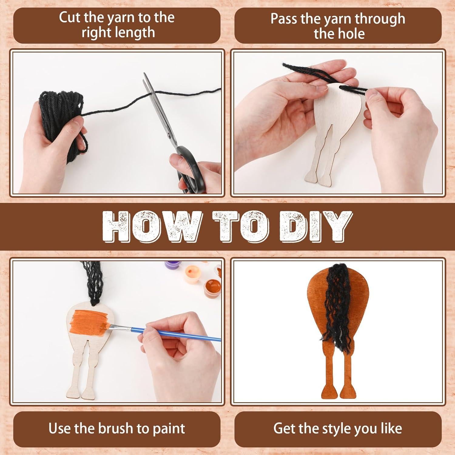 Kit de Manualidades de Caballo de Madera Geelin 24 Piezas