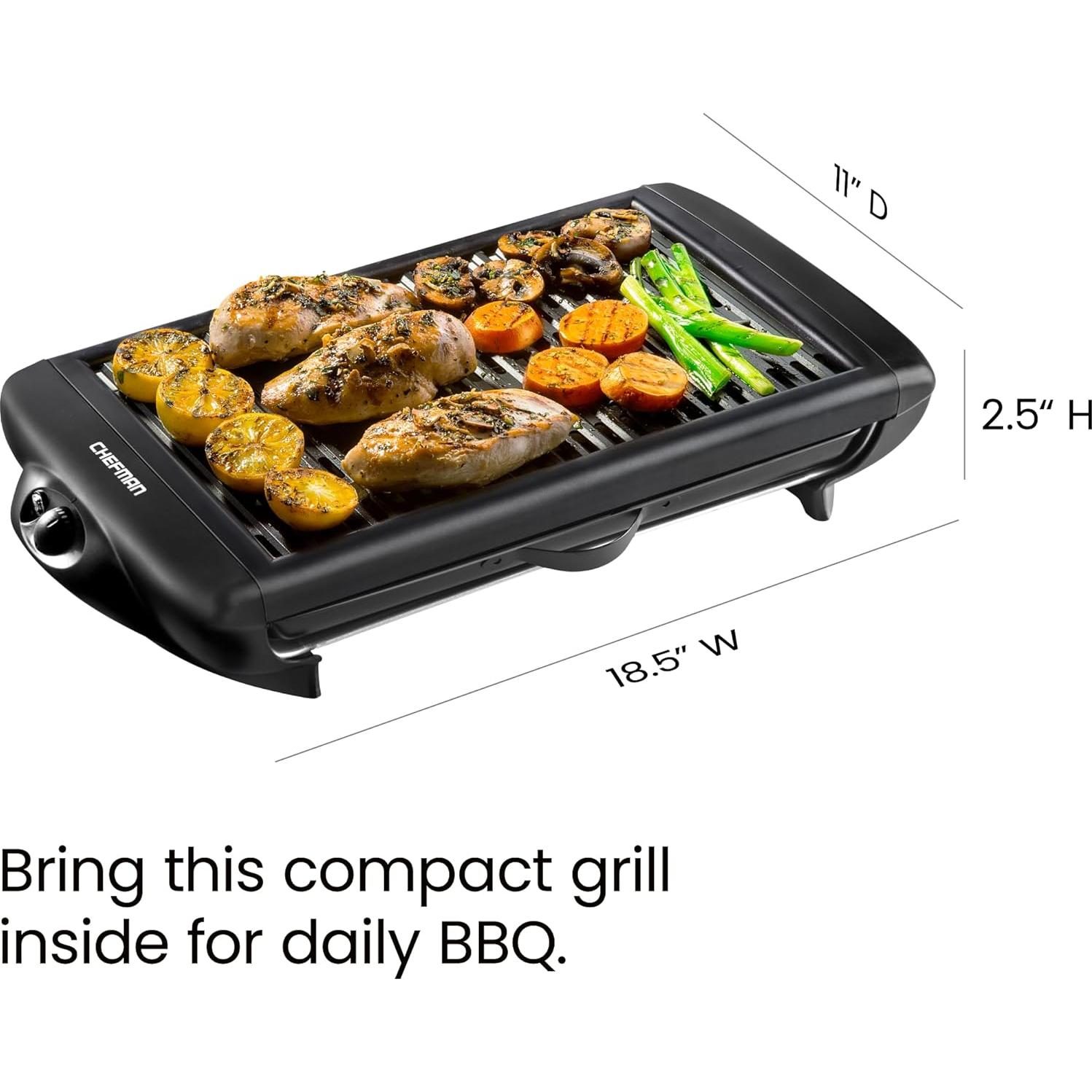 Parrilla Eléctrica Interior Chefman 1220W Antiadherente