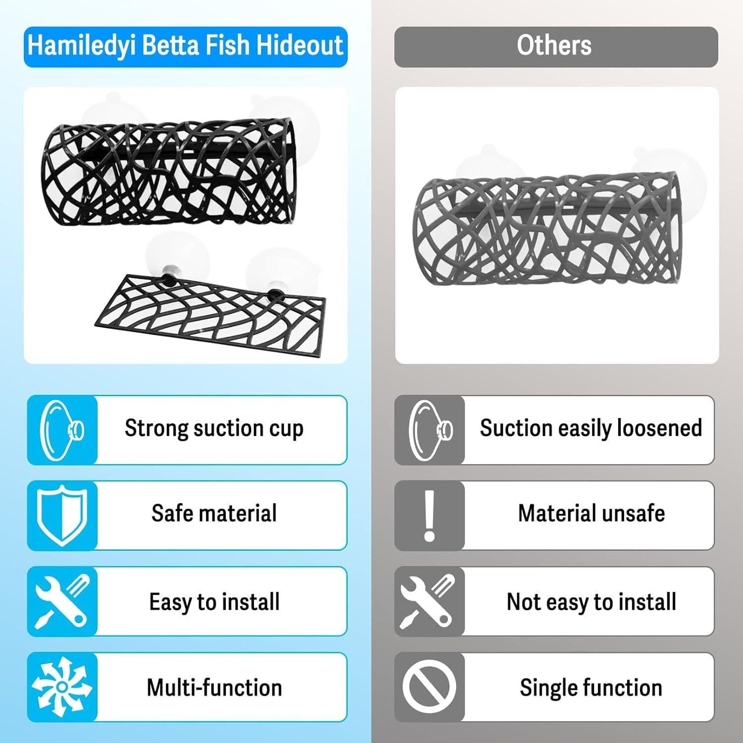 Escondite para Peces Betta Hamiledyi con Hamaca 10x7cm Negro