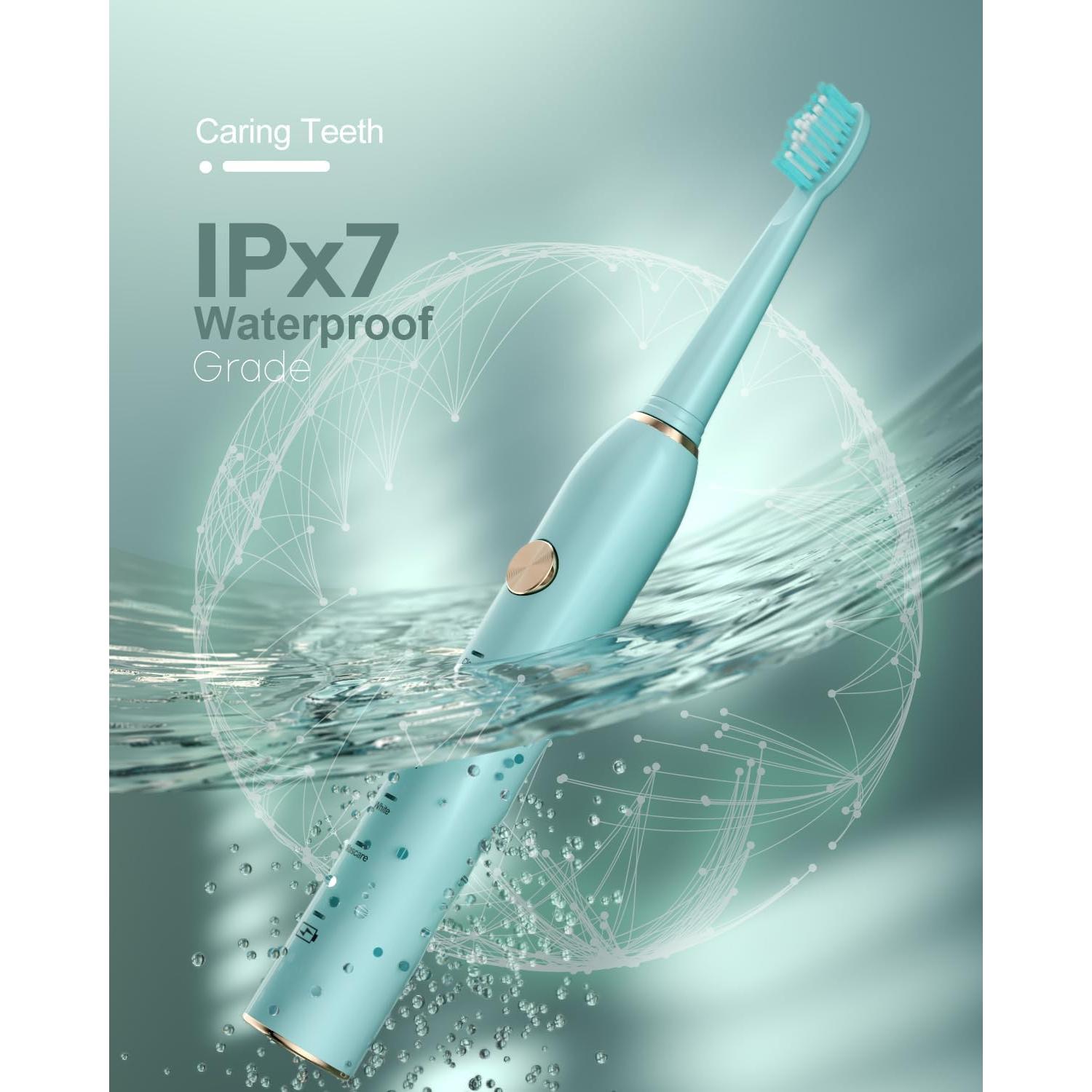 Cepillo de dientes eléctrico sónico AJELU verde con 5 modos