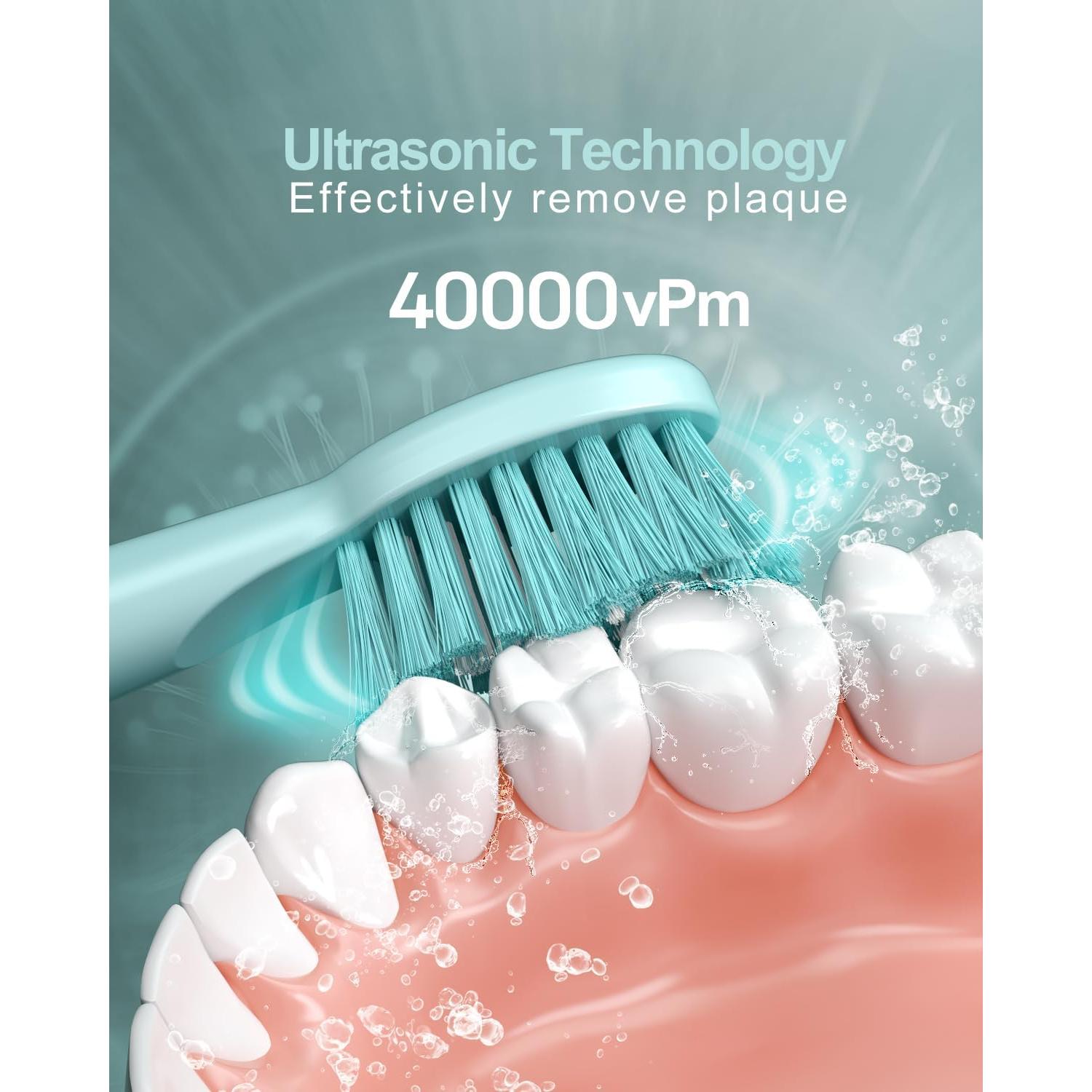 Cepillo de dientes eléctrico sónico AJELU verde con 5 modos