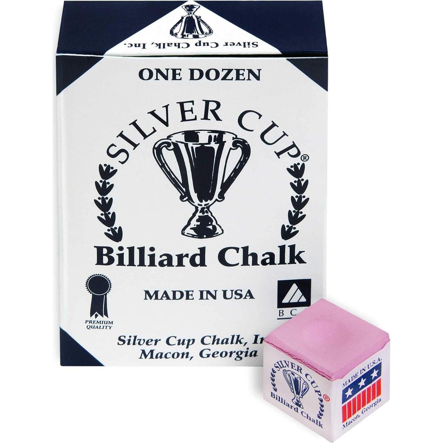 Tiza de Billar Rosa Silver Cup - Paquete de 12 Cubos