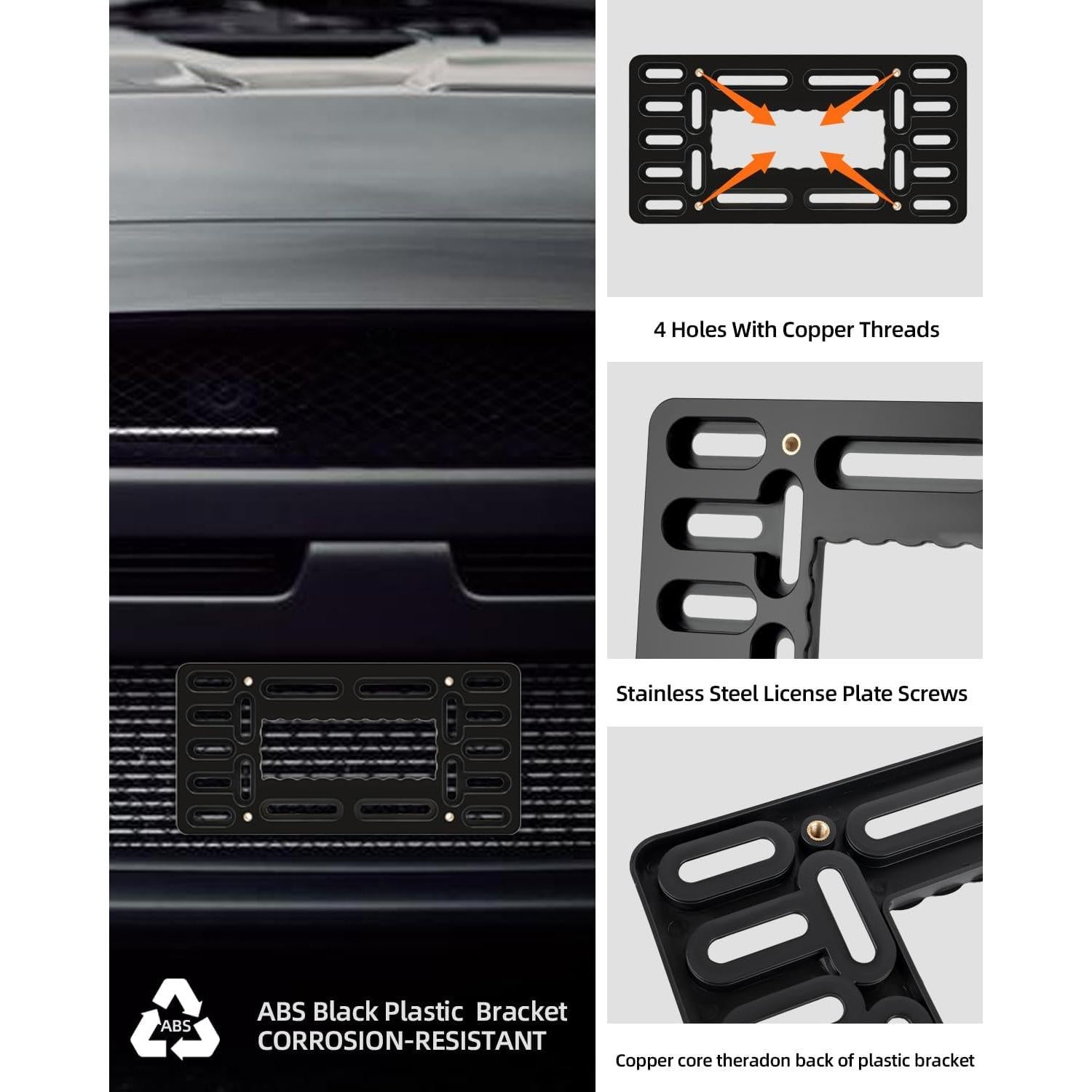 Soporte de Placa de Licencia Frontal XCLPF Negro Sin Perforación