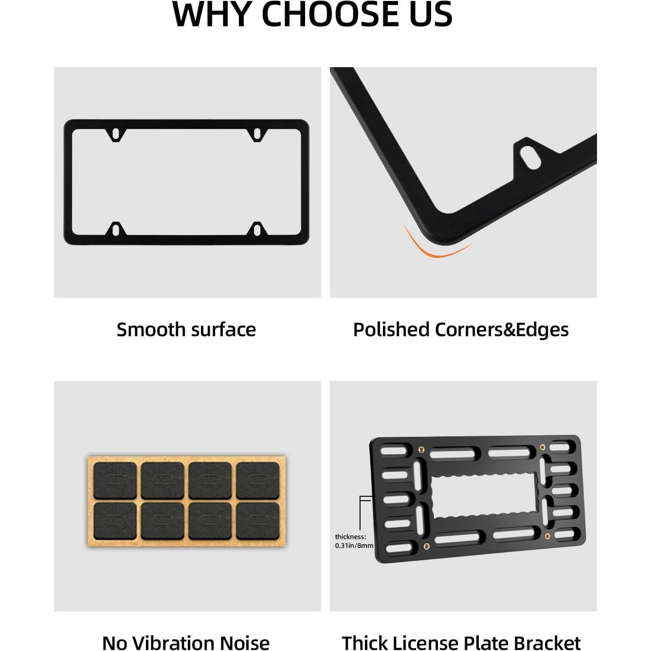 Soporte de Placa de Licencia Frontal XCLPF Negro Sin Perforación