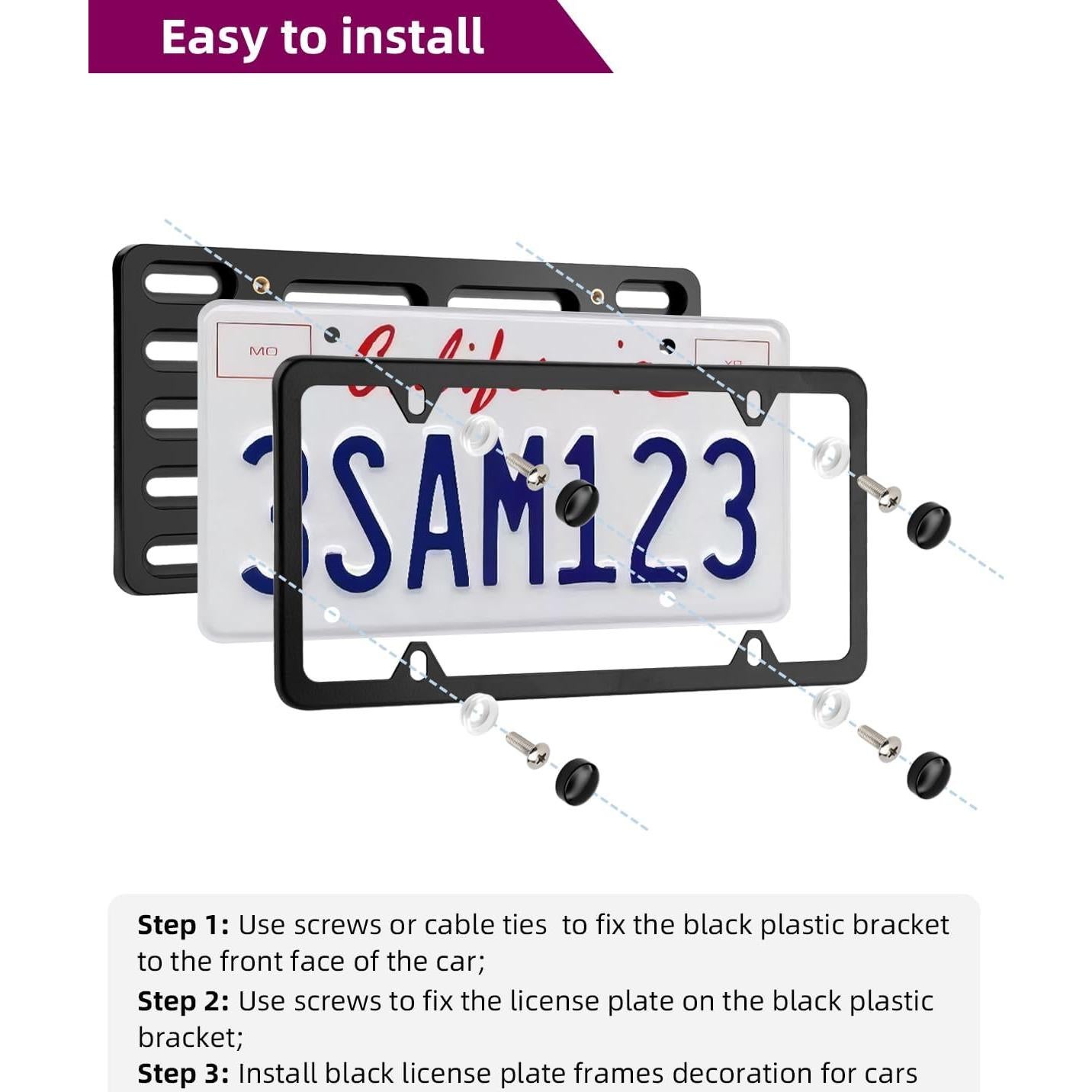 Soporte de Placa de Licencia Frontal XCLPF Negro Sin Perforación