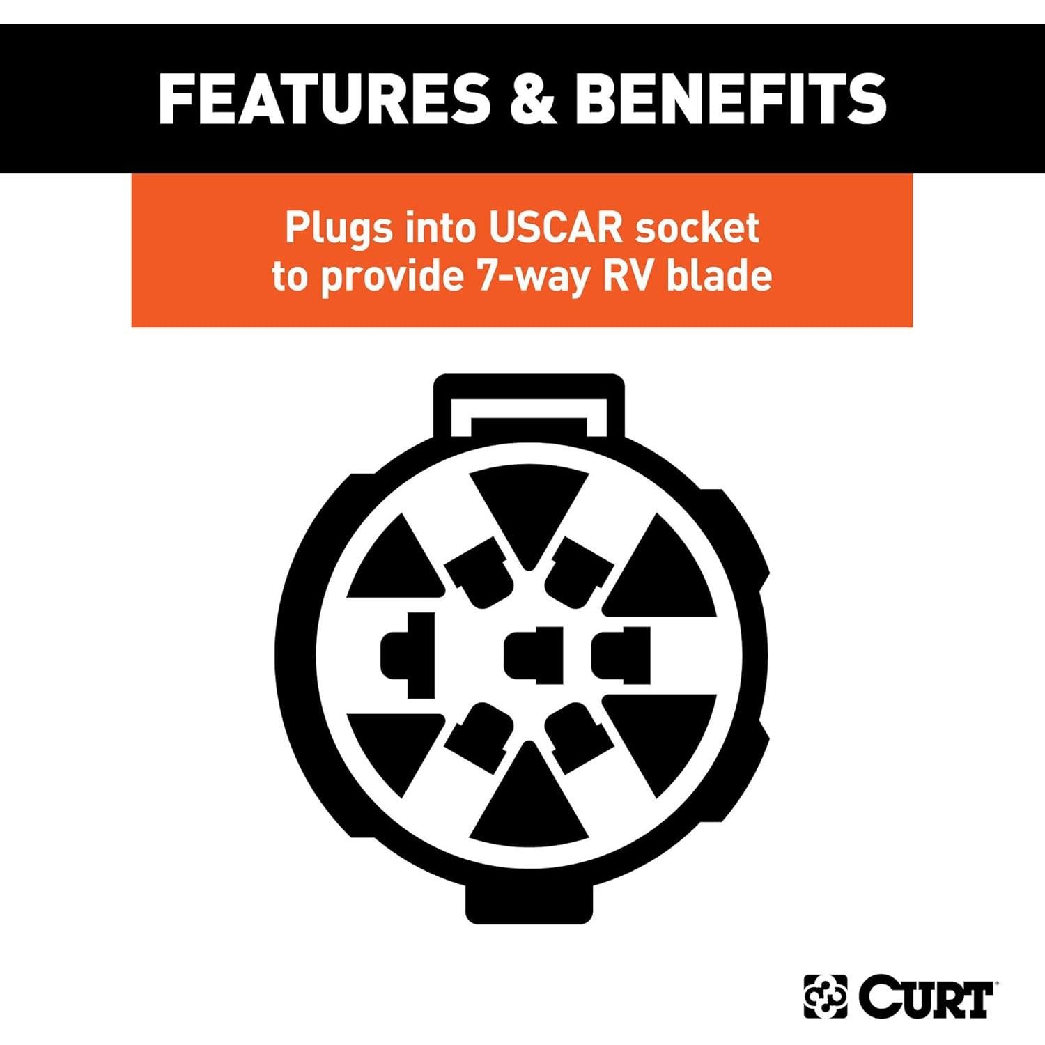 Conector de cuchilla RV 7 vías CURT 55415 para socket USCAR