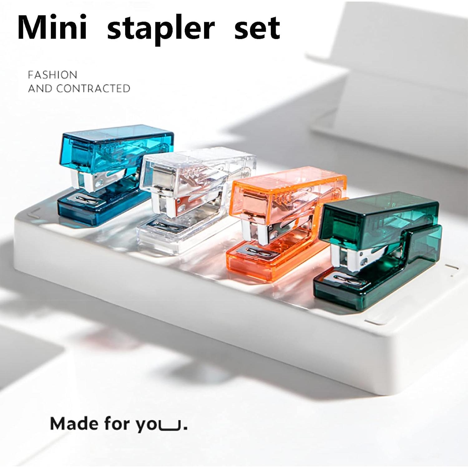 Mini Grapadora HysmmxHer Naranja Transparente 25 Hojas 640 Grapas