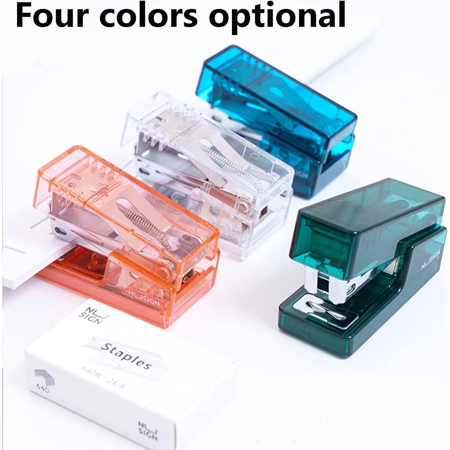 Mini Grapadora HysmmxHer Naranja Transparente 25 Hojas 640 Grapas