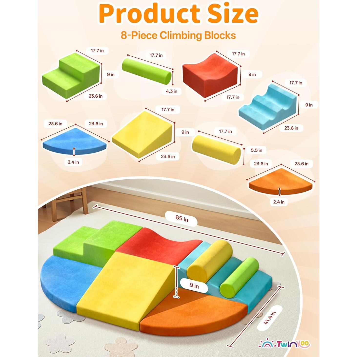 Conjunto de Bloques de Escalada de Espuma 8 Piezas Twinkoo