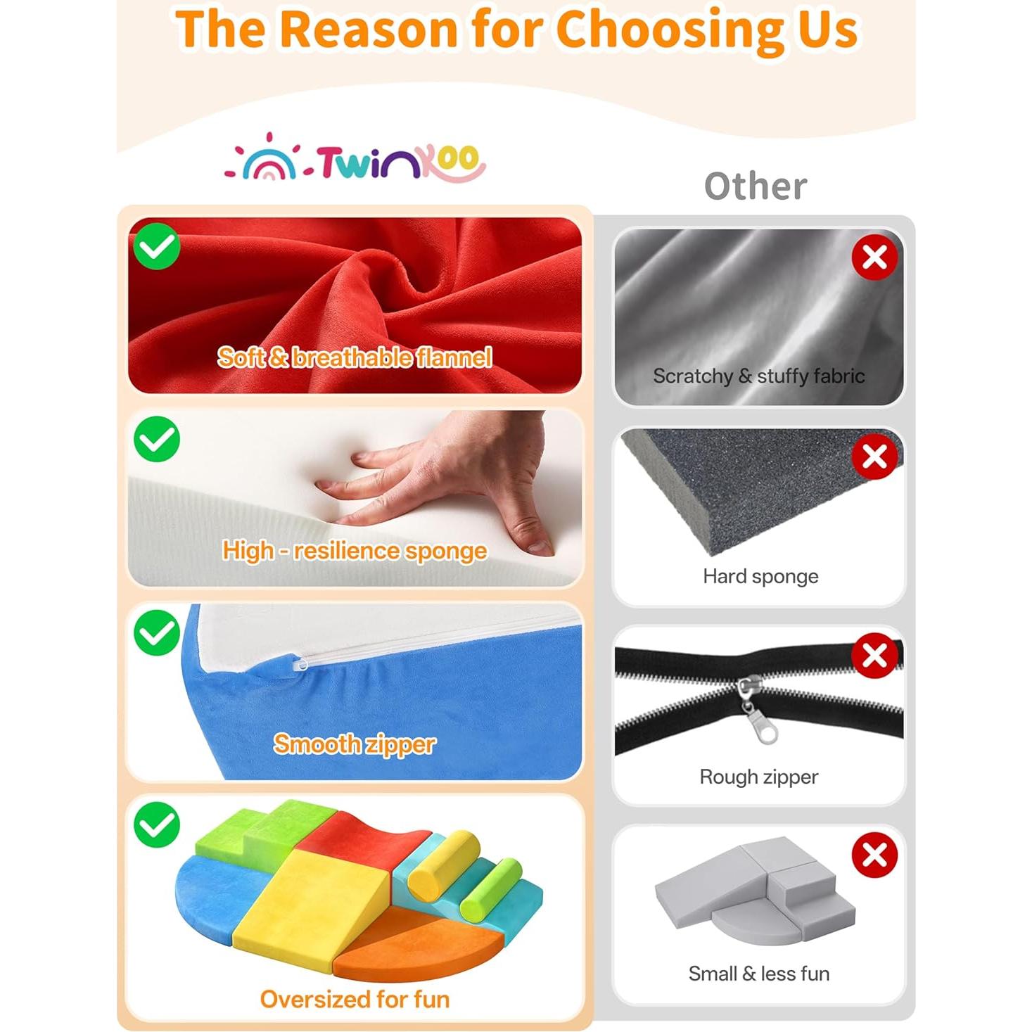 Conjunto de Bloques de Escalada de Espuma 8 Piezas Twinkoo