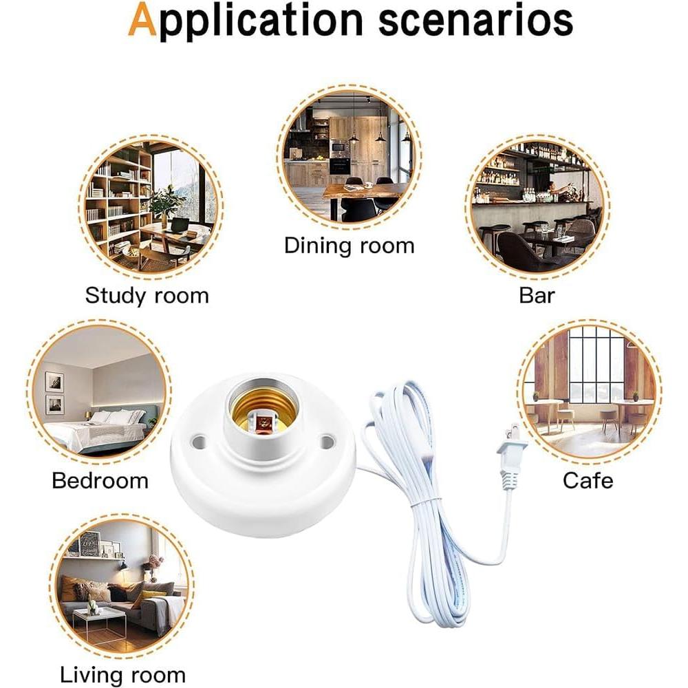 Portalámparas con cable 7.62 m E26/E27 DXMKOP con interruptor