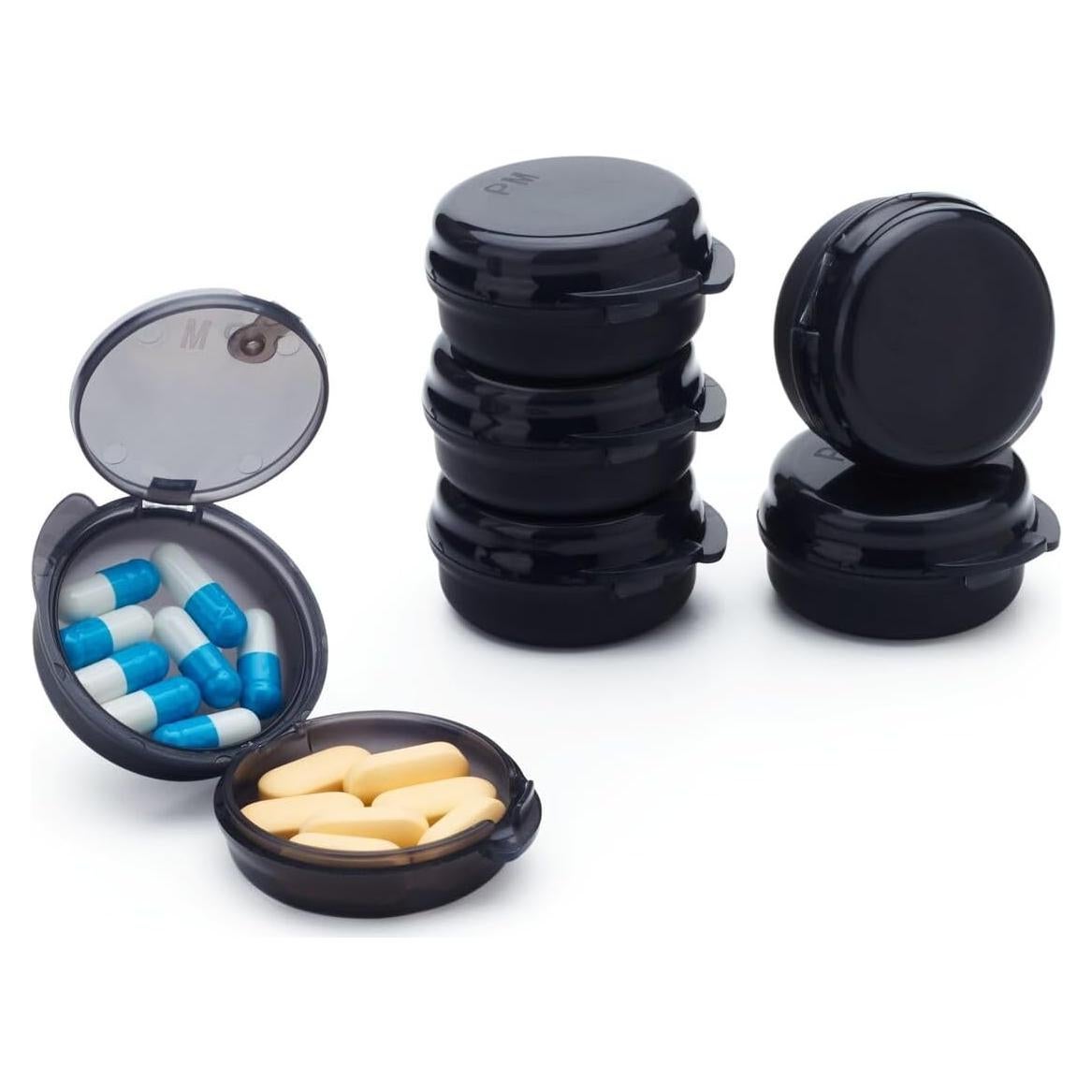 Estuche organizador de pastillas HUIKE - 6 piezas, doble capa, negro