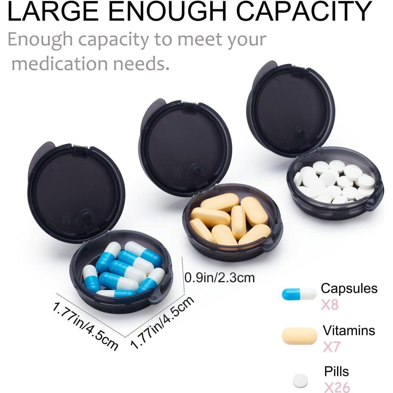 Estuche organizador de pastillas HUIKE - 6 piezas, doble capa, negro
