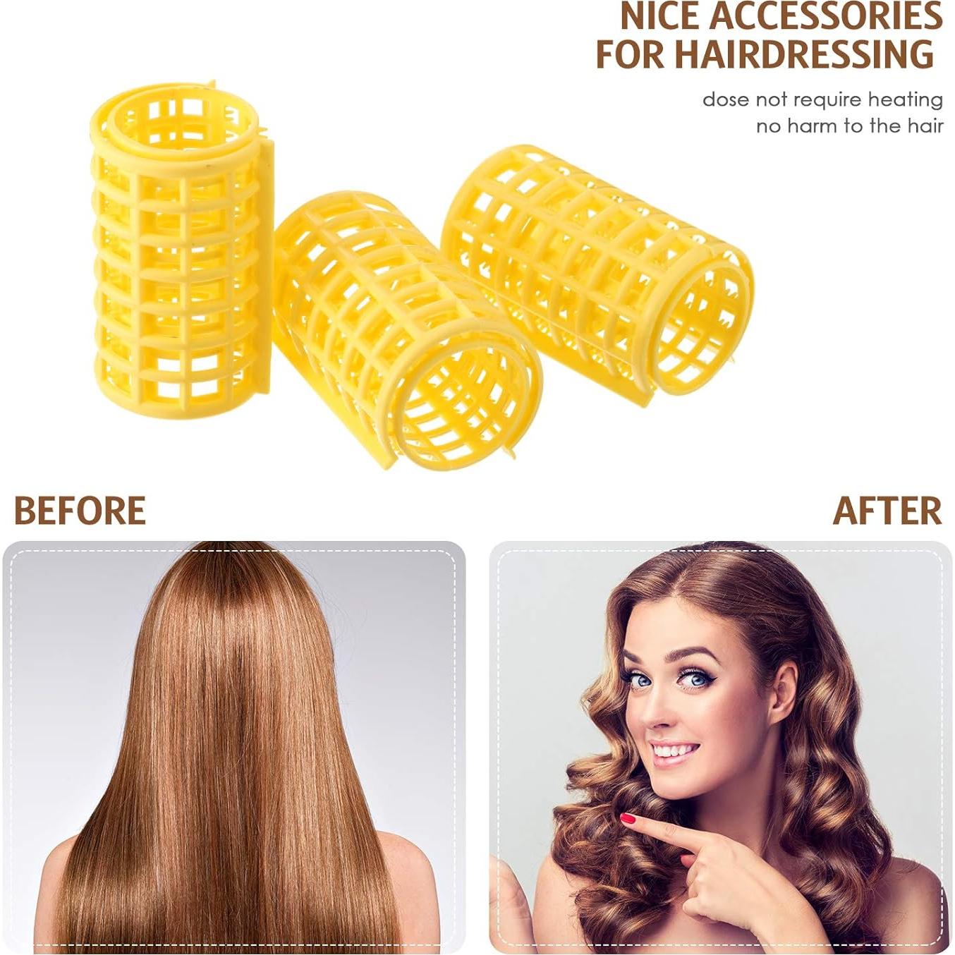 Rulos de Pelo de Plástico Syhood 12 Piezas Amarillo 6.8x3.6cm
