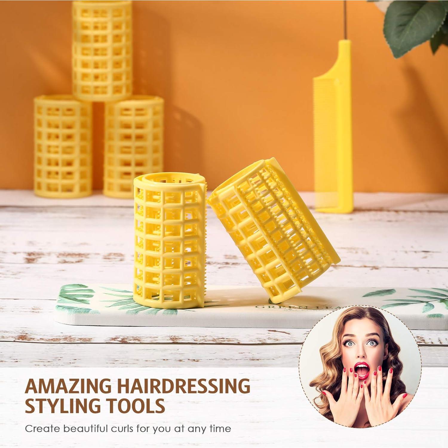 Rulos de Pelo de Plástico Syhood 12 Piezas Amarillo 6.8x3.6cm