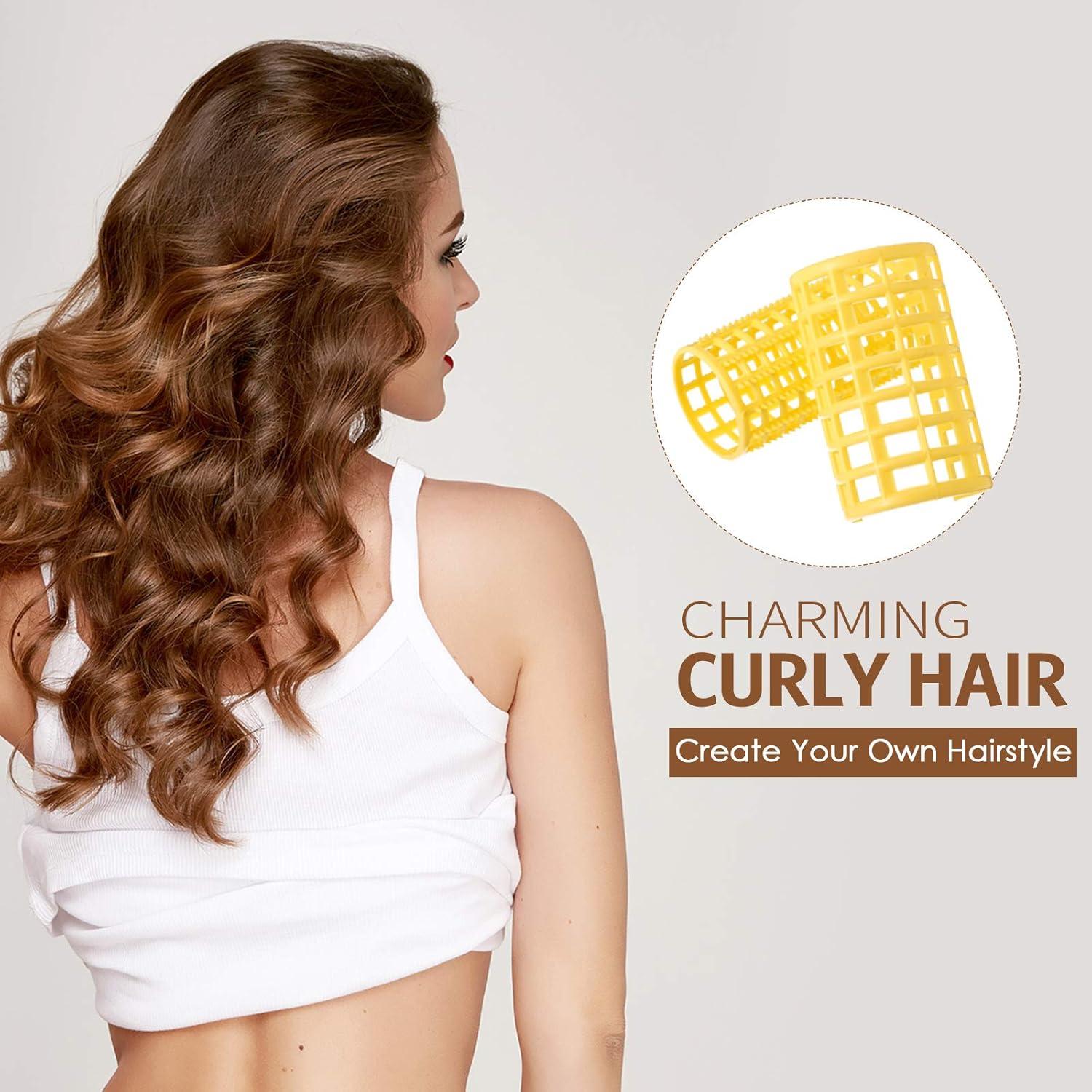 Rulos de Pelo de Plástico Syhood 12 Piezas Amarillo 6.8x3.6cm