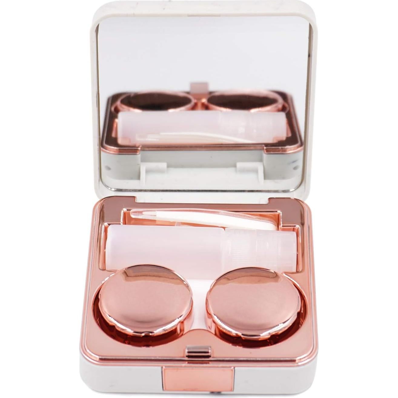 Estuche de Lentes de Contacto Honbay Cuadrado Dorado Rosa