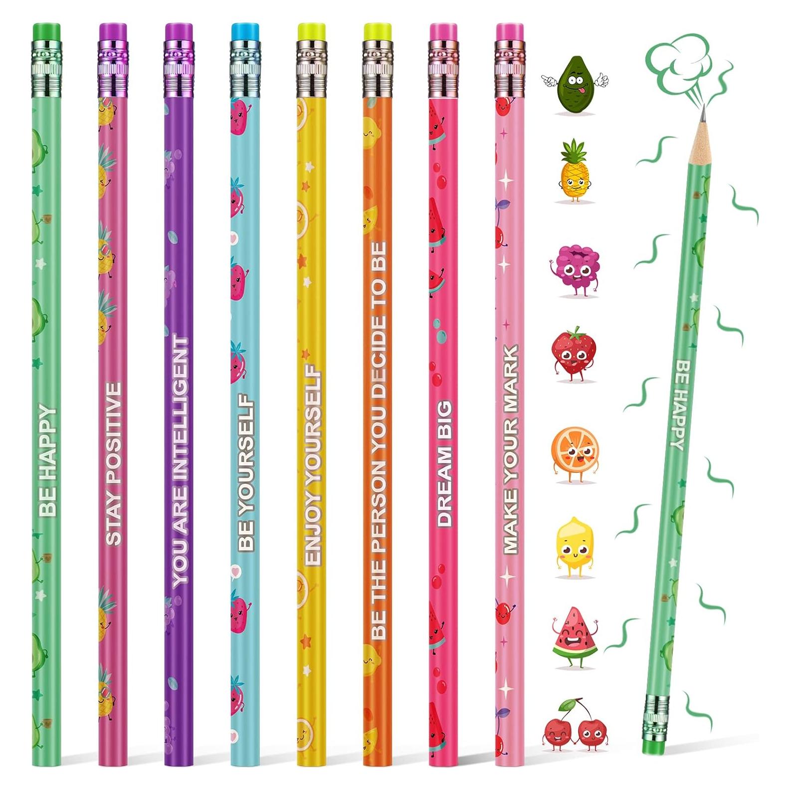 30 Lápices Aromatizados Leinuosen con Borrador y Frutas